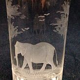 Authentic Vintage Rowland Ward Nairobi Kenya African Big Game etched Elephant Crystal Highball Glass