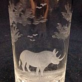 Authentic Vintage Rowland Ward Nairobi Kenya African Big Game etched Rhino Crystal Highball Glass