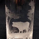Authentic Vintage Rowland Ward Nairobi Kenya African Big Game etched Water Buffalo Crystal Highball Glass