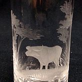 Authentic Vintage Rowland Ward Nairobi Kenya African Big Game etched Water Buffalo Crystal Highball Glass